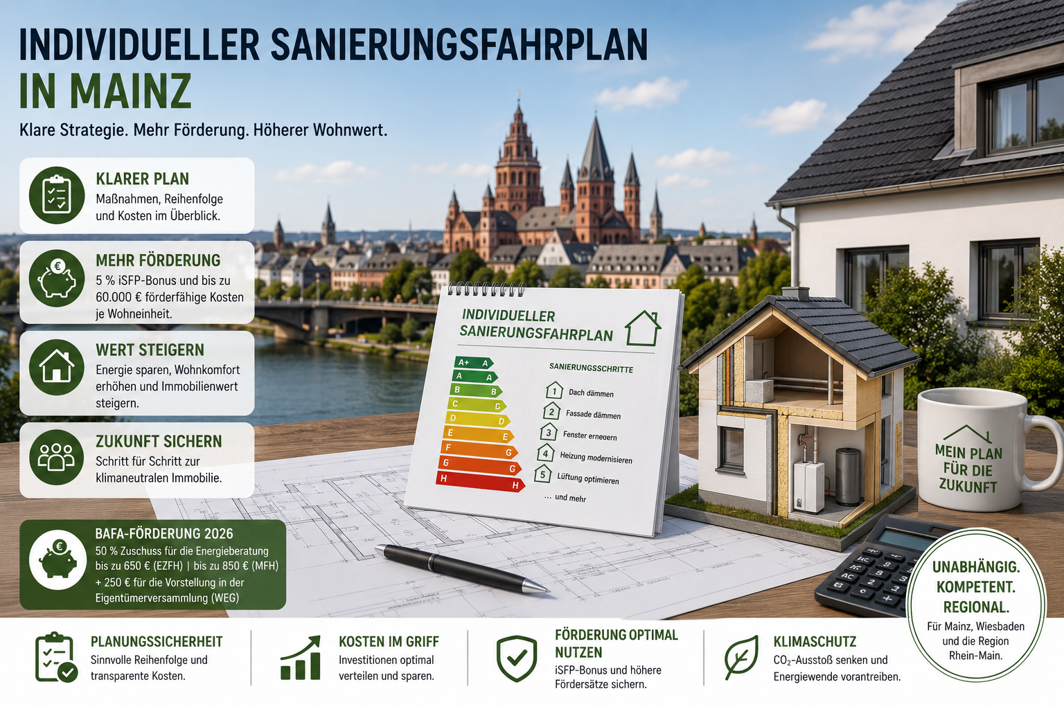 Individueller Sanierungsfahrplan für ein Wohngebäude in Mainz.